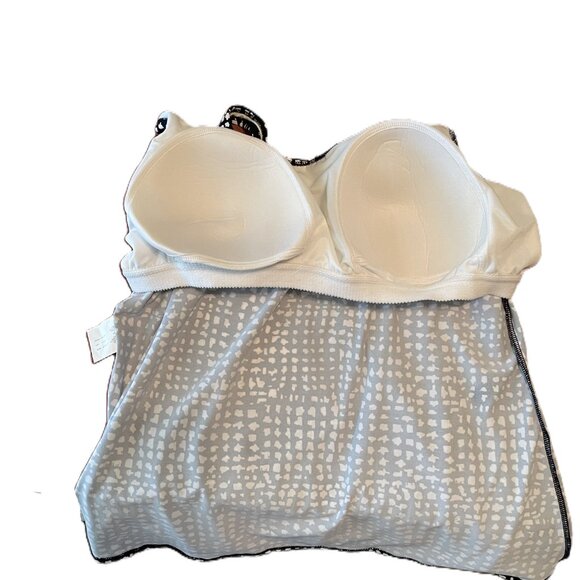 TRIMSHAPER TANKINI SWIM TOP Plus Size 24W BLACK & WHITE ANIMAL PRINT NWT  1142A - Picture 6 of 12